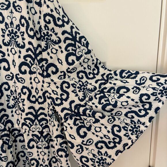 Women’s Blue White Ruffle Sleeve A-Line Dress Size 2XL NWT - Picture 5 of 8